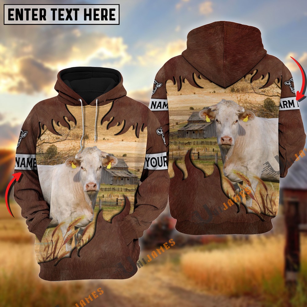 Charolais Brown Hair Pattern Personalized Name 3D Hoodie Farm Hoodie Farmher Shirt 1 lokvco.jpg Charolais Brown Hair Pattern Personalized Name 3D Hoodie Farm Hoodie Farmher Shirt 1 lokvco.jpg