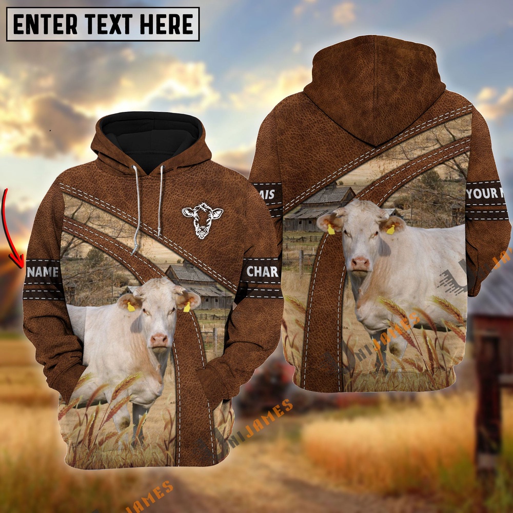 Charolais Custom Name On Sleeve 3D Hoodie Farm Hoodie Farmher Shirt 1 iux4bf.jpg