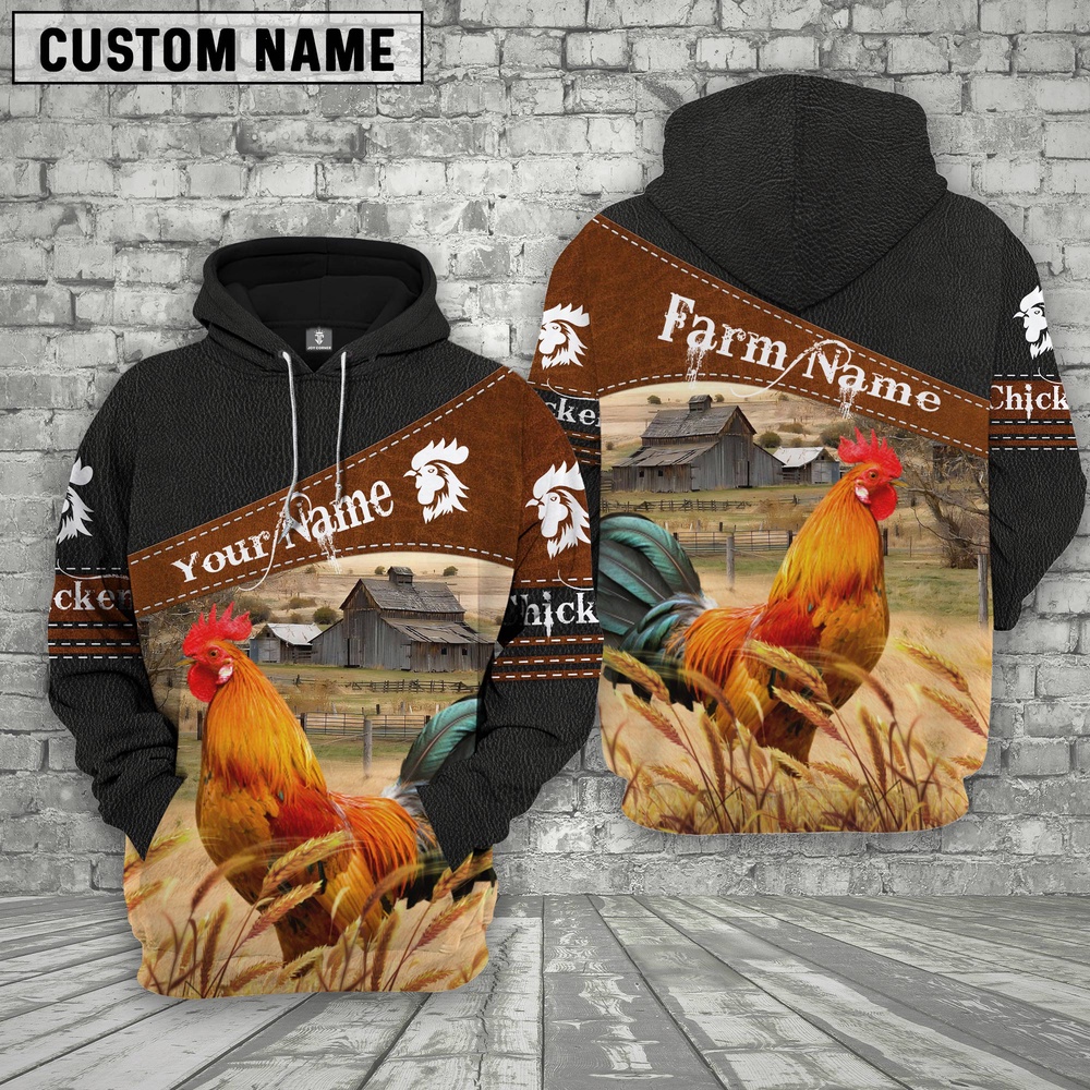 Chicken On Farm Custom Name Printed 3D Black Hoodie Farm Hoodie Farmher Shirt 1 jay4gk.jpg