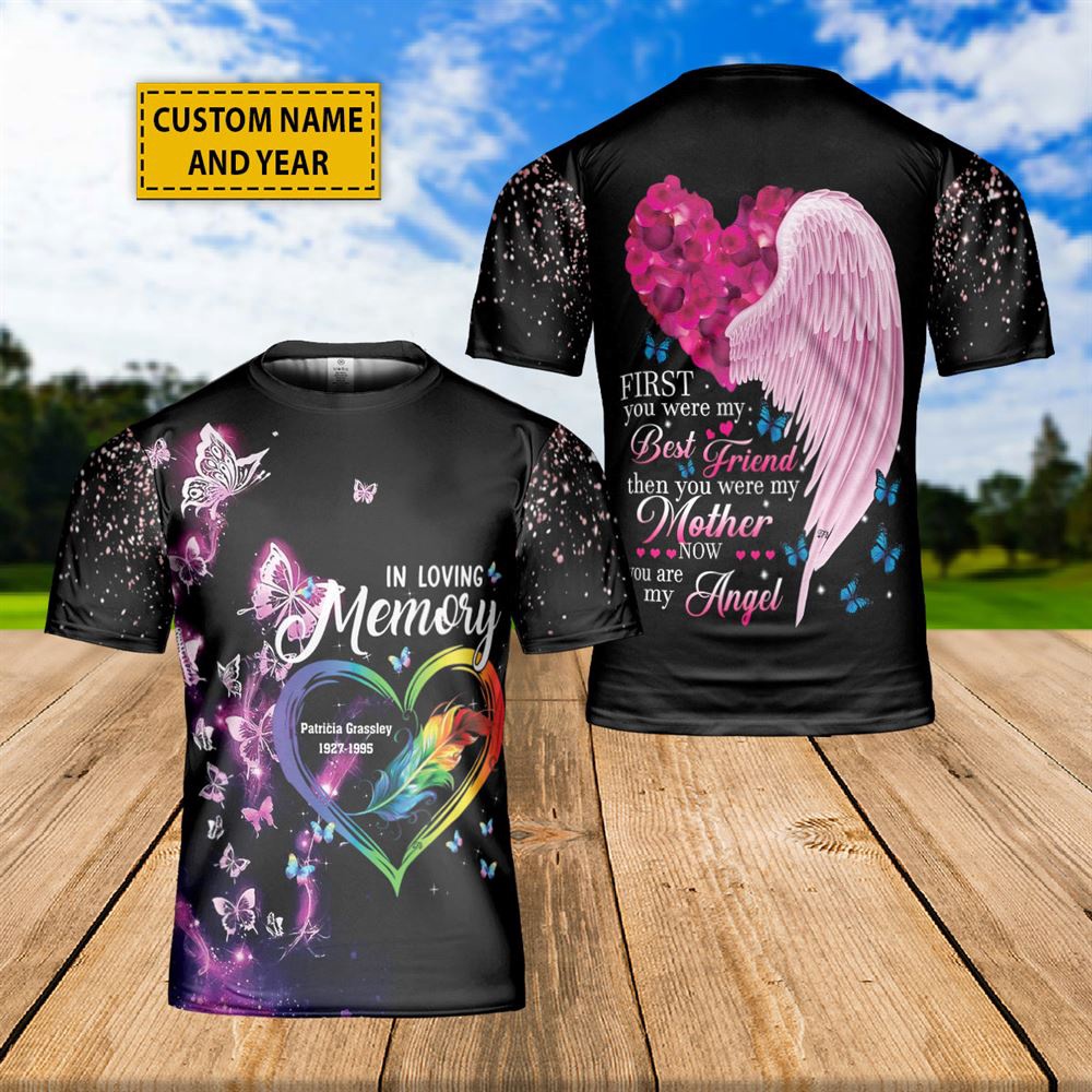 Custom Name Butterflies Memorial Angel Wings Loving Remembrance 3D T Shirt Christian T Shirt Jesus Tshirt Designs Jesus Christ Shirt 1 hwhqpj.jpg
