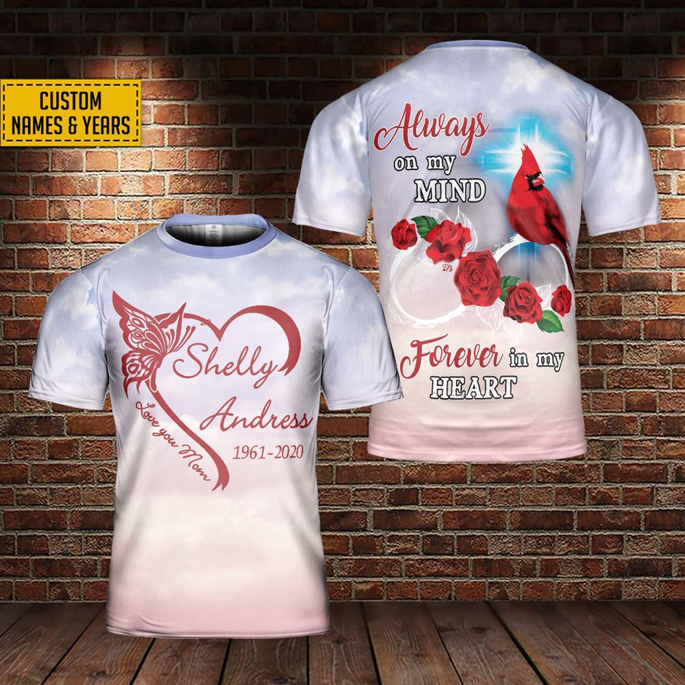 Custom Name Christmas Cardinal Always On My Mind Mom Memorial 3D T Shirt Christian T Shirt Jesus Tshirt Designs Jesus Christ Shirt 1 fpy6sn.jpg Custom Name Christmas Cardinal Always On My Mind Mom Memorial 3D T Shirt Christian T Shirt Jesus Tshirt Designs Jesus Christ Shirt 1 fpy6sn.jpg