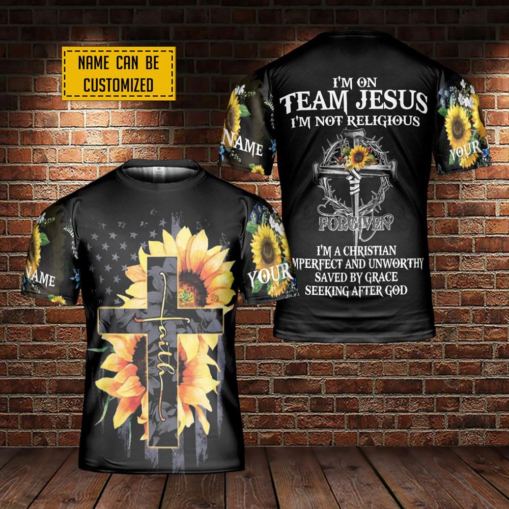 Custom Name I M On Team Jesus Cross Faith Sunflower American Flag 3D T Shirt Christian T Shirt Jesus Tshirt Designs Jesus Christ Shirt 1 or2hxx.jpg Custom Name I M On Team Jesus Cross Faith Sunflower American Flag 3D T Shirt Christian T Shirt Jesus Tshirt Designs Jesus Christ Shirt 1 or2hxx.jpg
