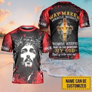Custom Name Lion Jesus Cross Way…