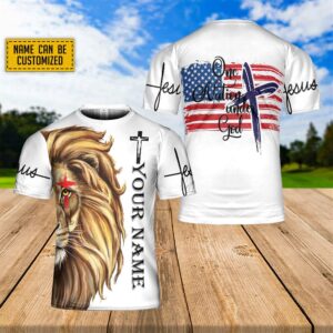 Custom Name Lion Jesus One Nation…