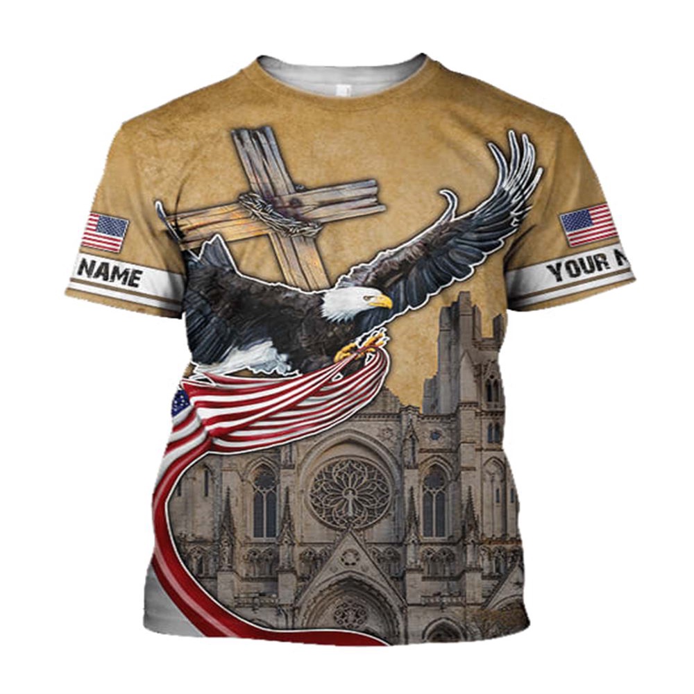 Customized American Eagle Flag Us Cathedral 3D T Shirt Christian T Shirt Jesus Tshirt Designs Jesus Christ Shirt 1 wskima.jpg