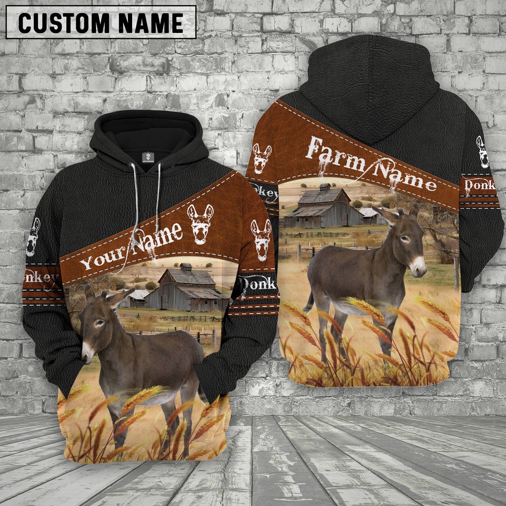 Donkey On Farm Custom Name Printed 3D Black Hoodie Farm Hoodie Farmher Shirt 1 f0wmef.jpg