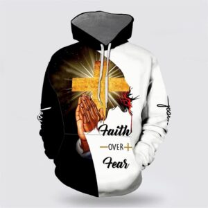 Faith Over Fear Pray Hand Cross…