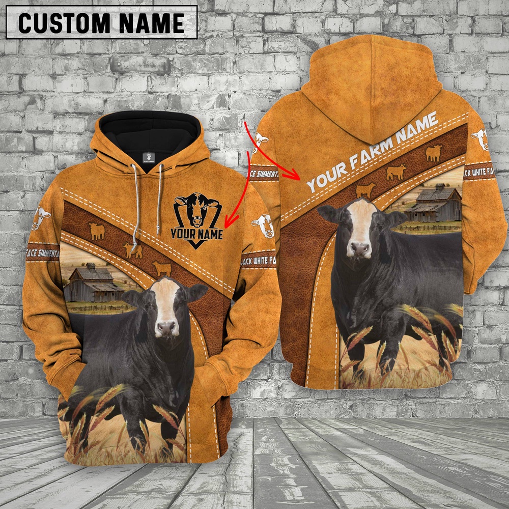 Farm Custom Name Black White Face Simmental Hoodie Farm Hoodie Farmher Shirt 1 o6s1s6.jpg