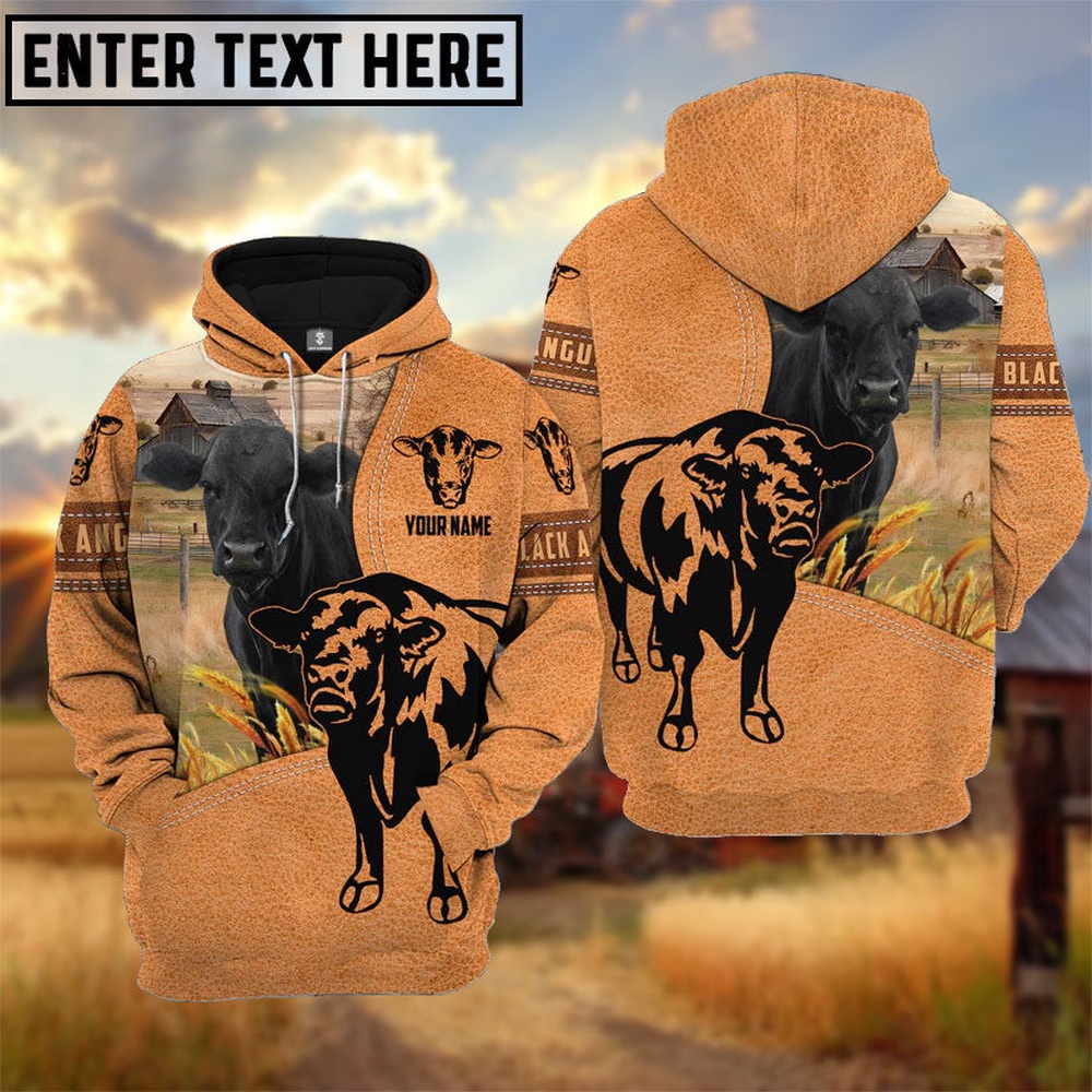 Farm Personalized Name Black Angus Light Brown Pattern 3D Hoodie Farm Hoodie Farmher Shirt 1 ztrfkh.jpg