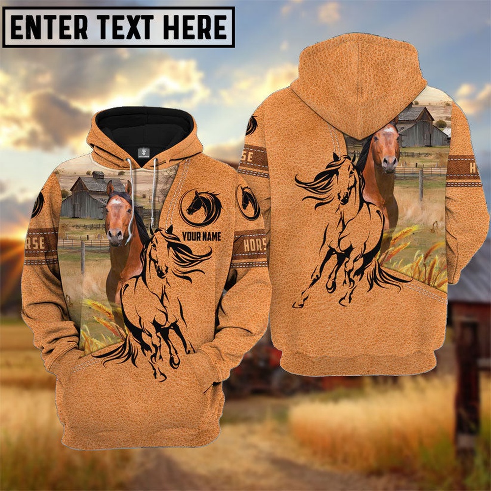 Farm Personalized Name Horse Light Brown Pattern 3D Hoodie Farm Hoodie Farmher Shirt 1 xj25lu.jpg