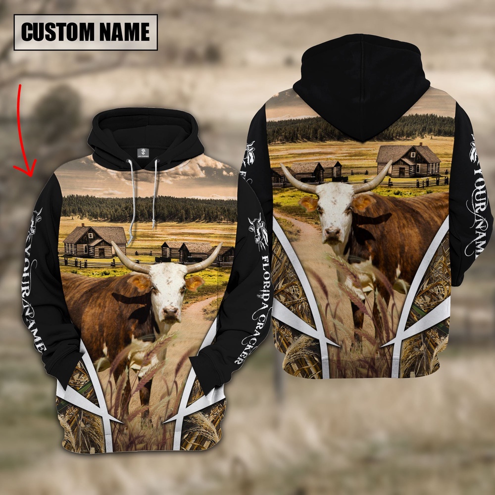 Florida Cracker Custom Name Meadow Pattern Black Hoodie Farm Hoodie Farmher Shirt 1 ywxt7w.jpg