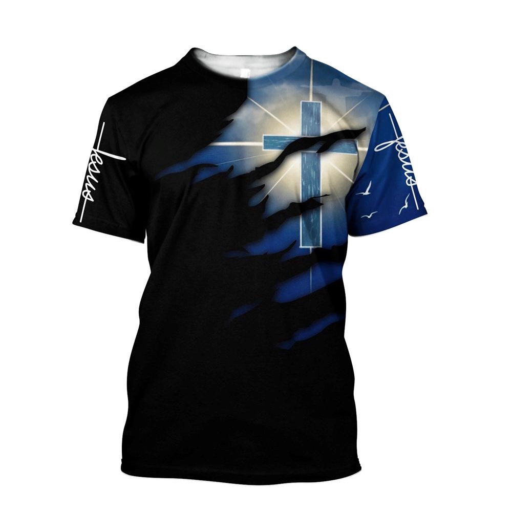 Glowing Light Cross Black And Blue Color Jesus Unisexs 3D T Shirt Christian T Shirt Jesus Tshirt Designs Jesus Christ Shirt 1 byt8d5.jpg