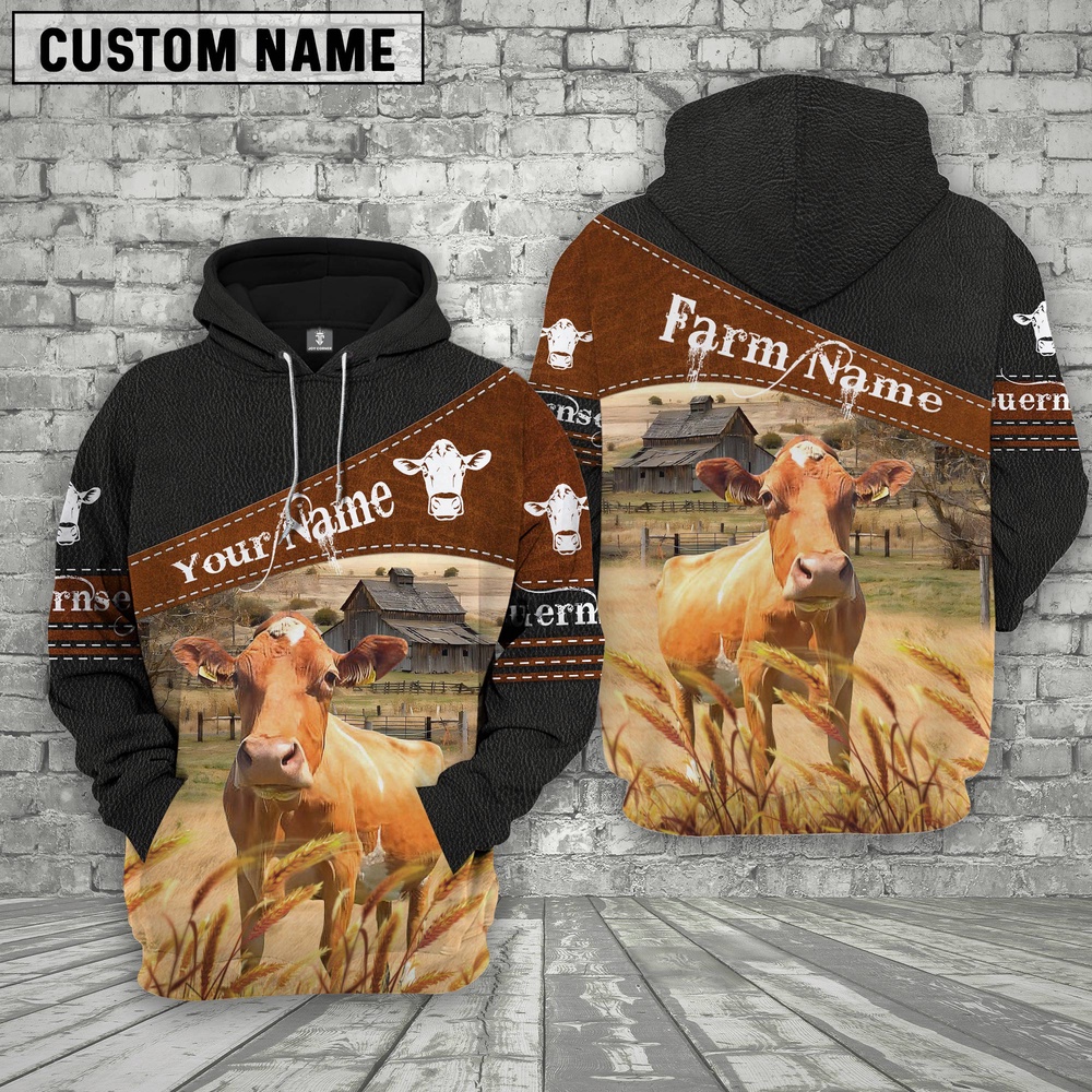 Guernsey On Farm Custom Name Printed 3D Black Hoodie Farm Hoodie Farmher Shirt 1 n5rsgd.jpg