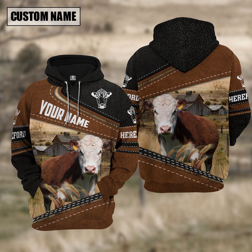 Hereford Cattle Leather Pattern Farm Personalized 3D Hoodie Farm Hoodie Farmher Shirt 1 toftnn.jpg Hereford Cattle Leather Pattern Farm Personalized 3D Hoodie Farm Hoodie Farmher Shirt 1 toftnn.jpg