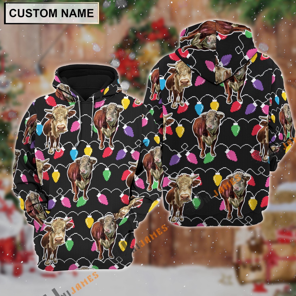 Hereford Christmas Led Light Personalized Name 3D Hoodie Farm Hoodie Farmher Shirt 1 vdm9vr.jpg