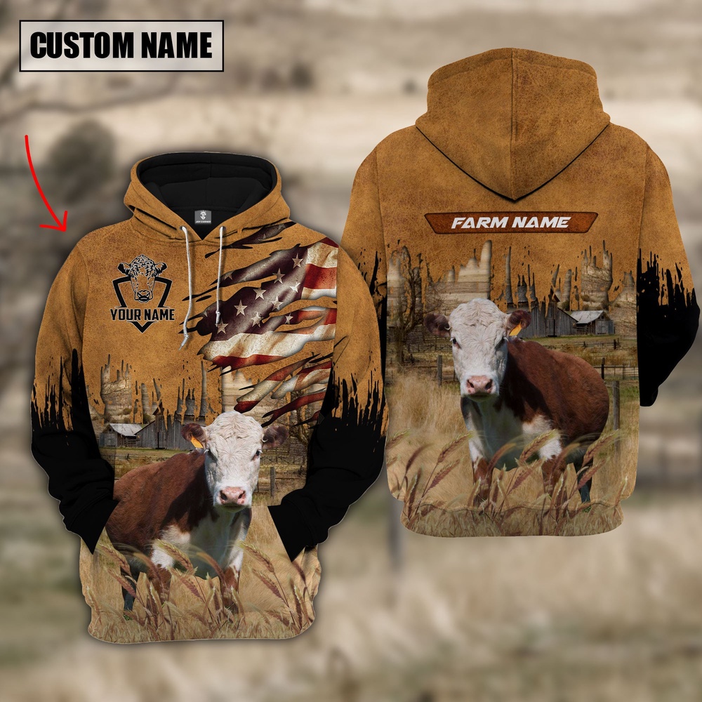 Hereford Custom Name US FLAG Pattern Hoodie Farm Hoodie Farmher Shirt 1 ioaa3f.jpg