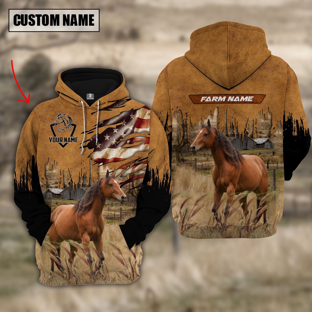 Horse Custom Name US FLAG Pattern Hoodie Farm Hoodie Farmher Shirt 1 wnm1nh.jpg
