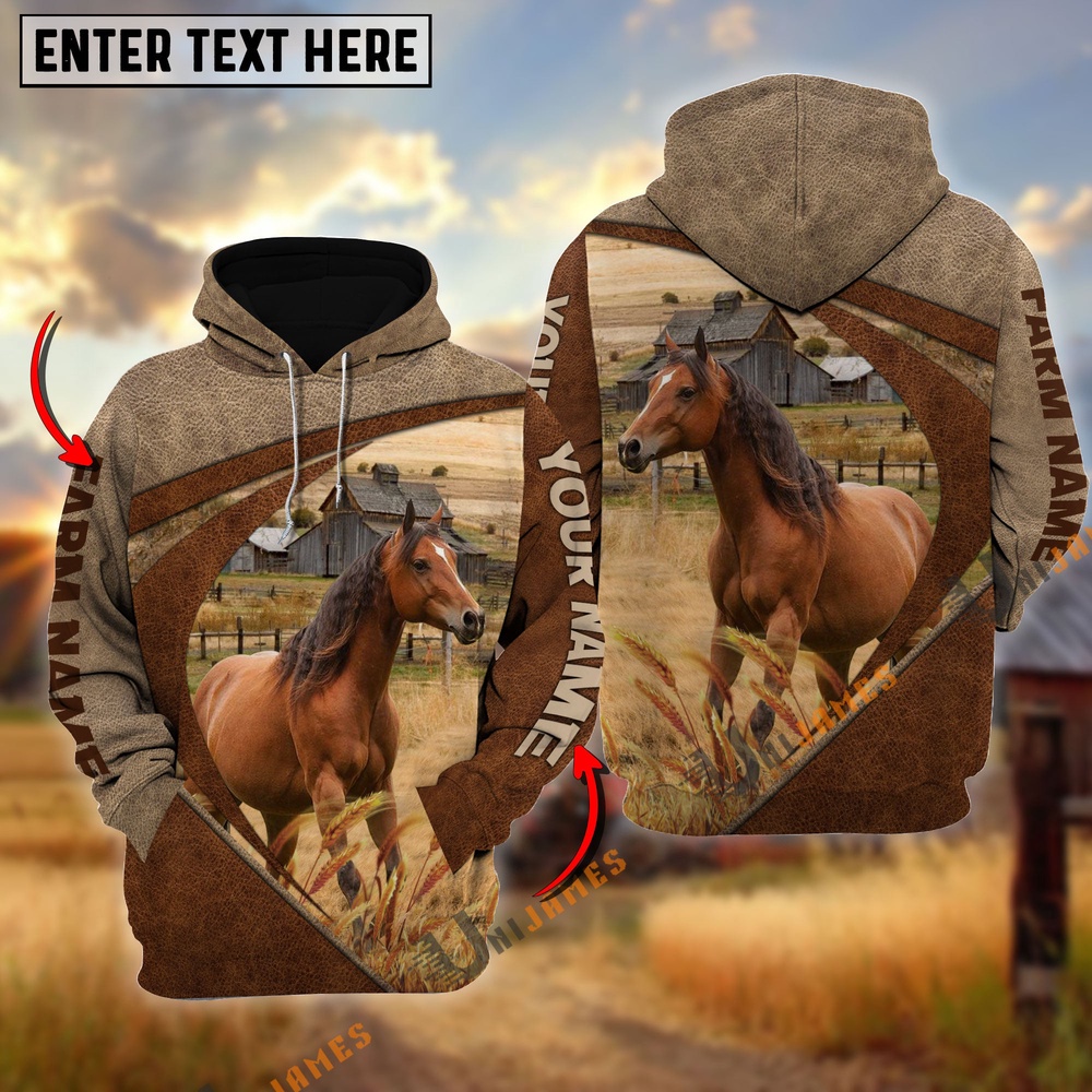 Horse Personalized Name Farm Name 3D Mix Leather Pattern Hoodie Farm Hoodie Farmher Shirt 1 cyywsj.jpg