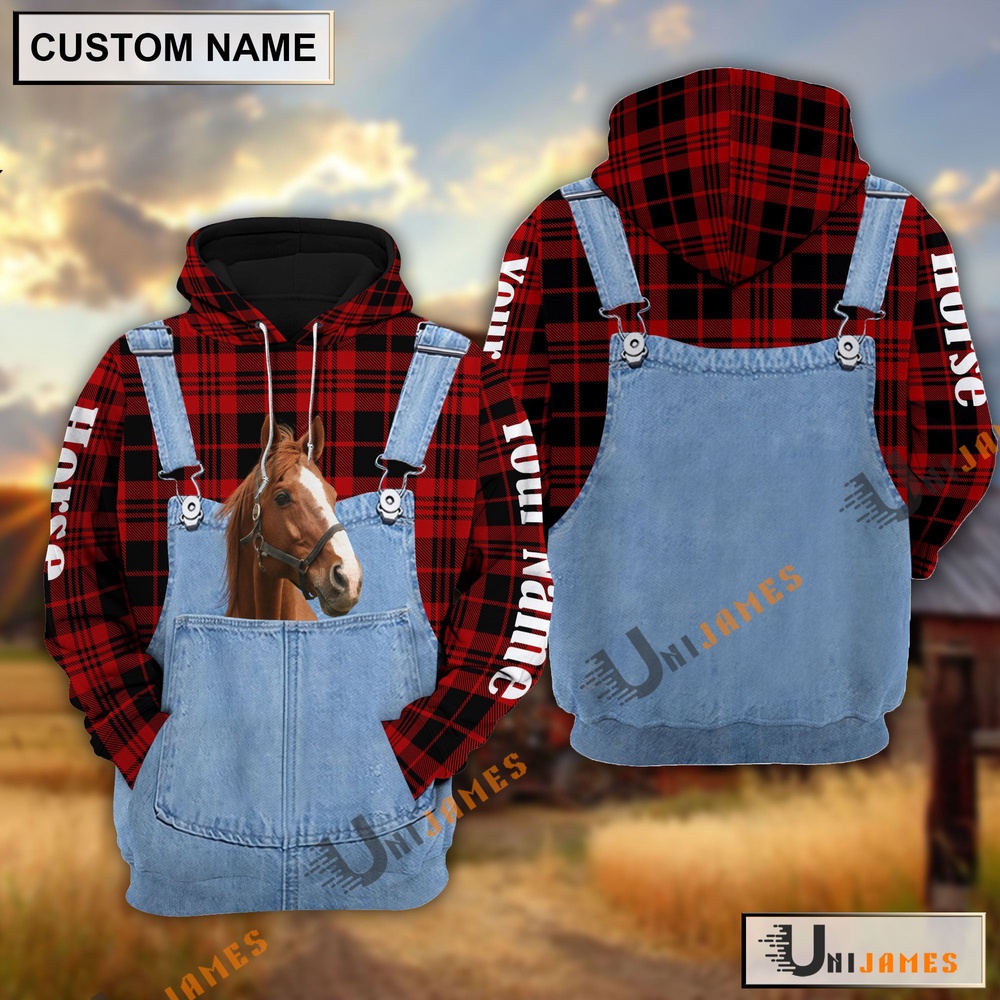 Horse Red Jeans Pattern Personalized Name 3D Hoodie Farm Hoodie Farmher Shirt 1 xve4ni.jpg