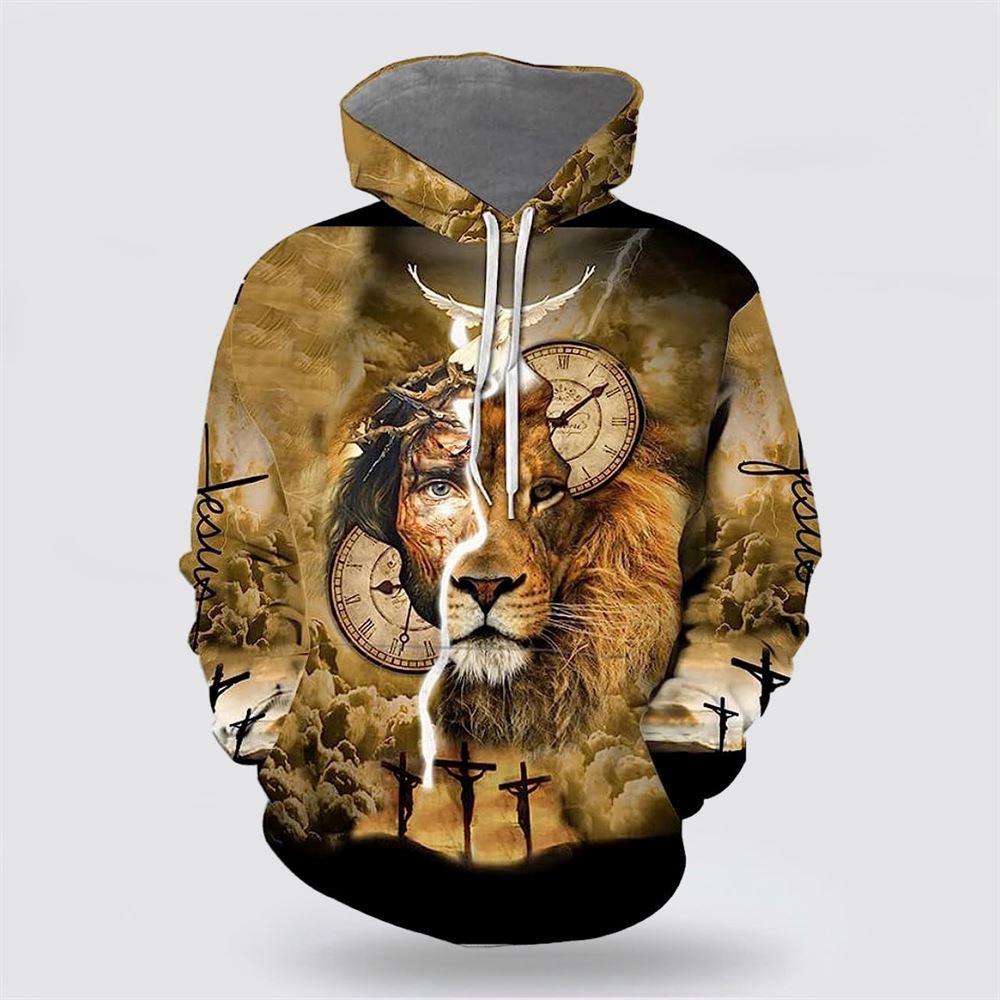 Jesus And Lion Half Face 3D Hoodie Christian Hoodie Bible Hoodies Scripture Hoodies 1 s5mbcf.jpg