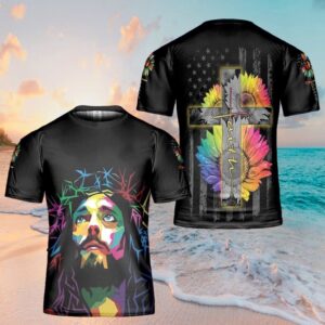 Jesus Christ Sunflower Colorful Art 3D T Shirt Christian T Shirt Jesus Tshirt Designs Jesus Christ Shirt 1 caisz2.jpg