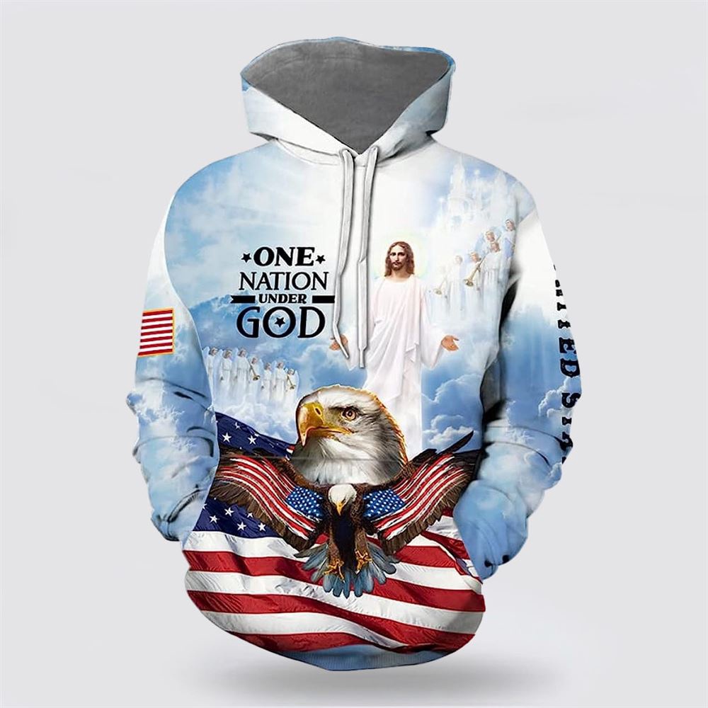 Jesus Eagle One Nation Under God 3D Hoodie Christian Hoodie Bible Hoodies Scripture Hoodies 1 wqahob.jpg