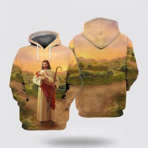 Jesus Holding Sheep All Over Print…