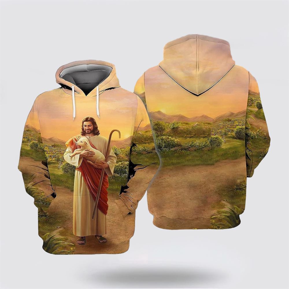Jesus Holding Sheep All Over Print Hoodie Shirt Christian Hoodie Bible Hoodies Scripture Hoodies 1 ctoafu.jpg