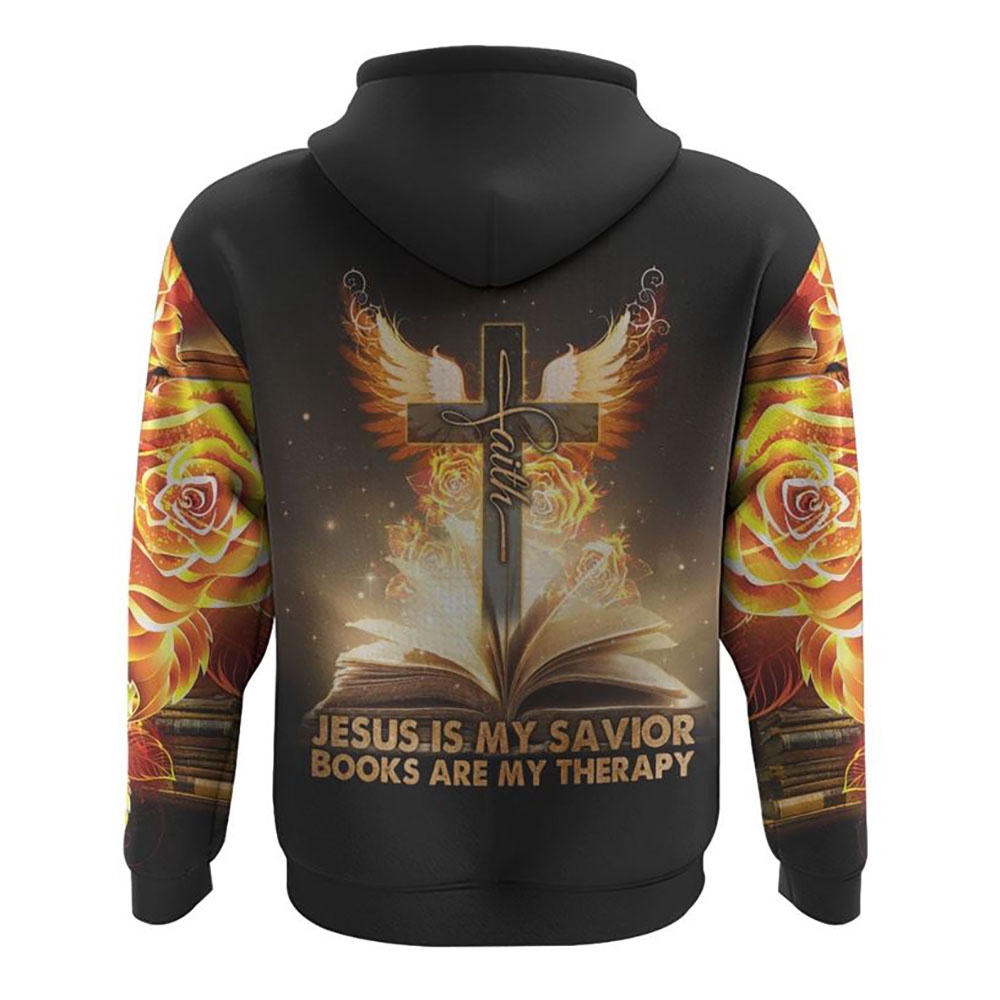 Jesus Is My Savior Books Are My Therapy Gold Faith Cross Hoodie Christian Hoodie Bible Hoodies Religious Hoodies 2 kxwx61.jpg