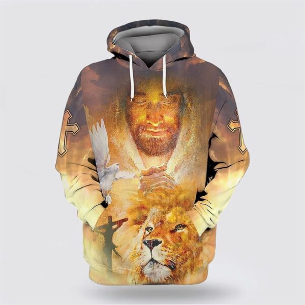 Jesus Lion Face Dove All Over Print Hoodie Shirt, Christian Hoodie, Bible Hoodies, Scripture Hoodies
