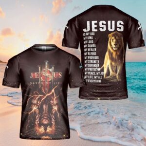 Jesus Lion Jesus Is My God Jesus 3D T Shirt Christian T Shirt Jesus Tshirt Designs Jesus Christ Shirt 1 btvaok.jpg