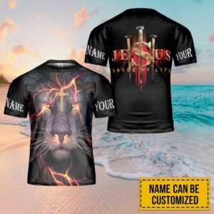 Jesus Lion Jesus Saved My Life Custom Name 3D T Shirt Christian T Shirt Jesus Tshirt Designs Jesus Christ Shirt 1 mqzxi3.jpg