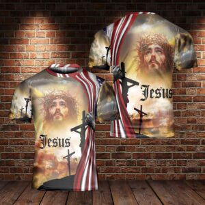Jesus Portrait Jesus Cross American Flag One Nation Under God 3D T Shirt Christian T Shirt Jesus Tshirt Designs Jesus Christ Shirt 1 wkqj3w.jpg