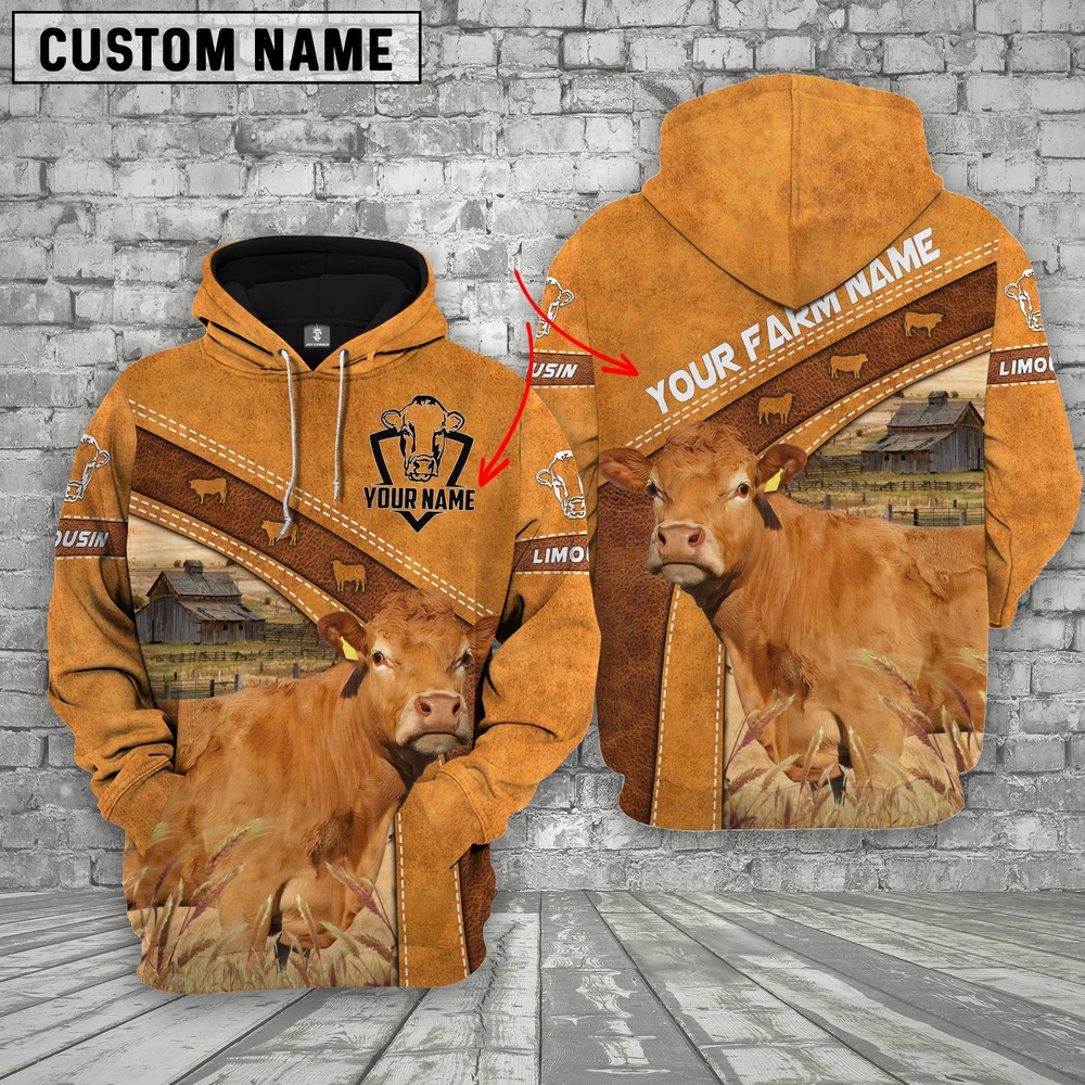 Limousin 3D Customized Name Farm Name Hoodie Farm Hoodie Farmher Shirt 1 clgkay.jpg