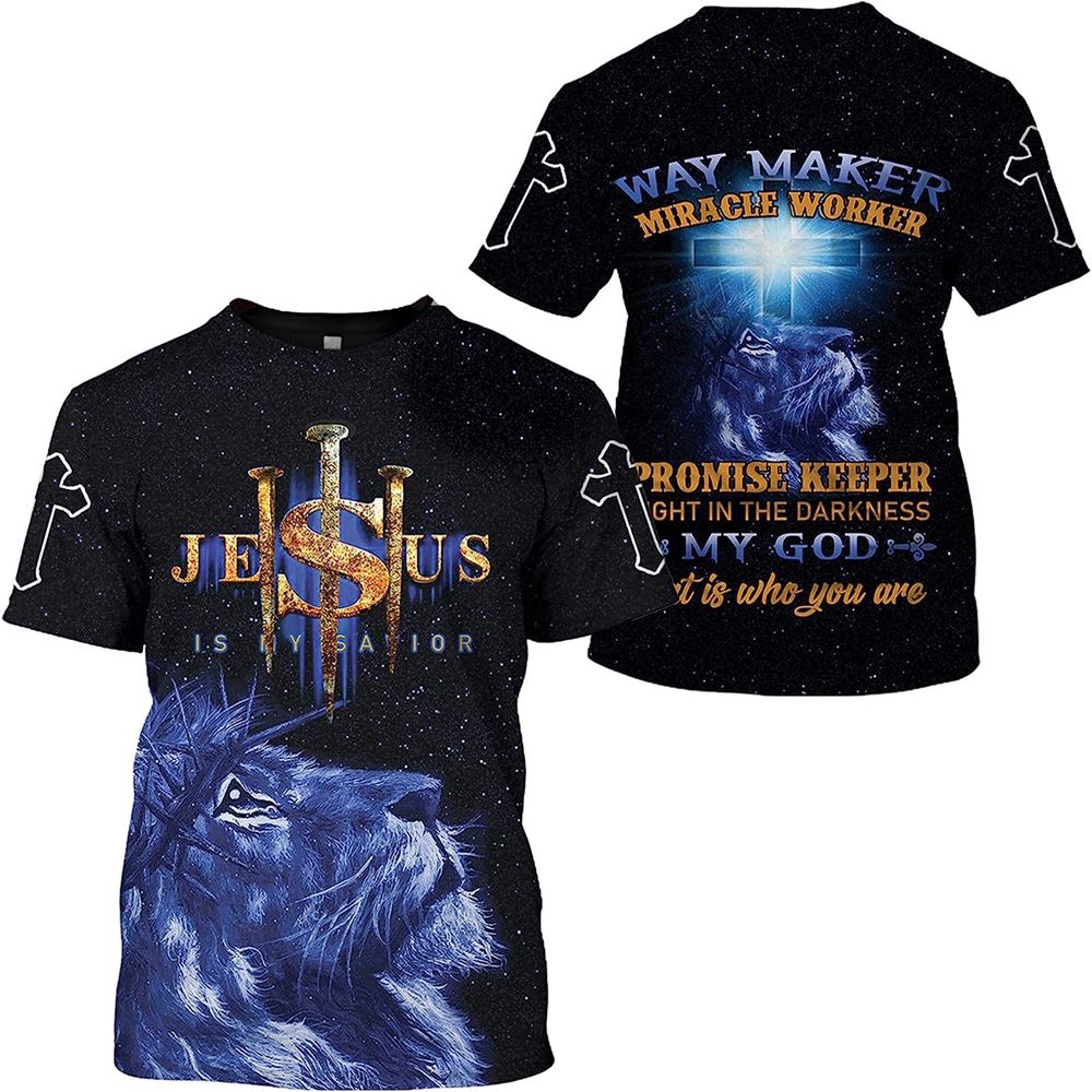 Lion Cross Jesus Is My Savior 3D T Shirt Christian T Shirt Jesus Tshirt Designs Jesus Christ Shirt 1 w4vhv0.jpg