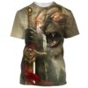 Lion Jesus And Knight Templar Jesus 3D T Shirt, Christian T Shirt, Jesus Tshirt Designs, Jesus Christ Shirt