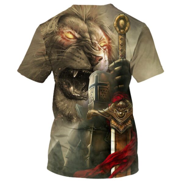 Lion Golden Knight 3D T Shirt, Christian T Shirt, Jesus Tshirt Designs, Jesus Christ Shirt