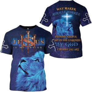 Lion Jesus Is My Savior Way Maker 3D T Shirt Christian T Shirt Jesus Tshirt Designs Jesus Christ Shirt 1 vgtwyx.jpg