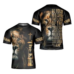 Lion Of Judah Be Hold He Is Coming 3D T Shirt Christian T Shirt Jesus Tshirt Designs Jesus Christ Shirt 1 dgw5j0.jpg