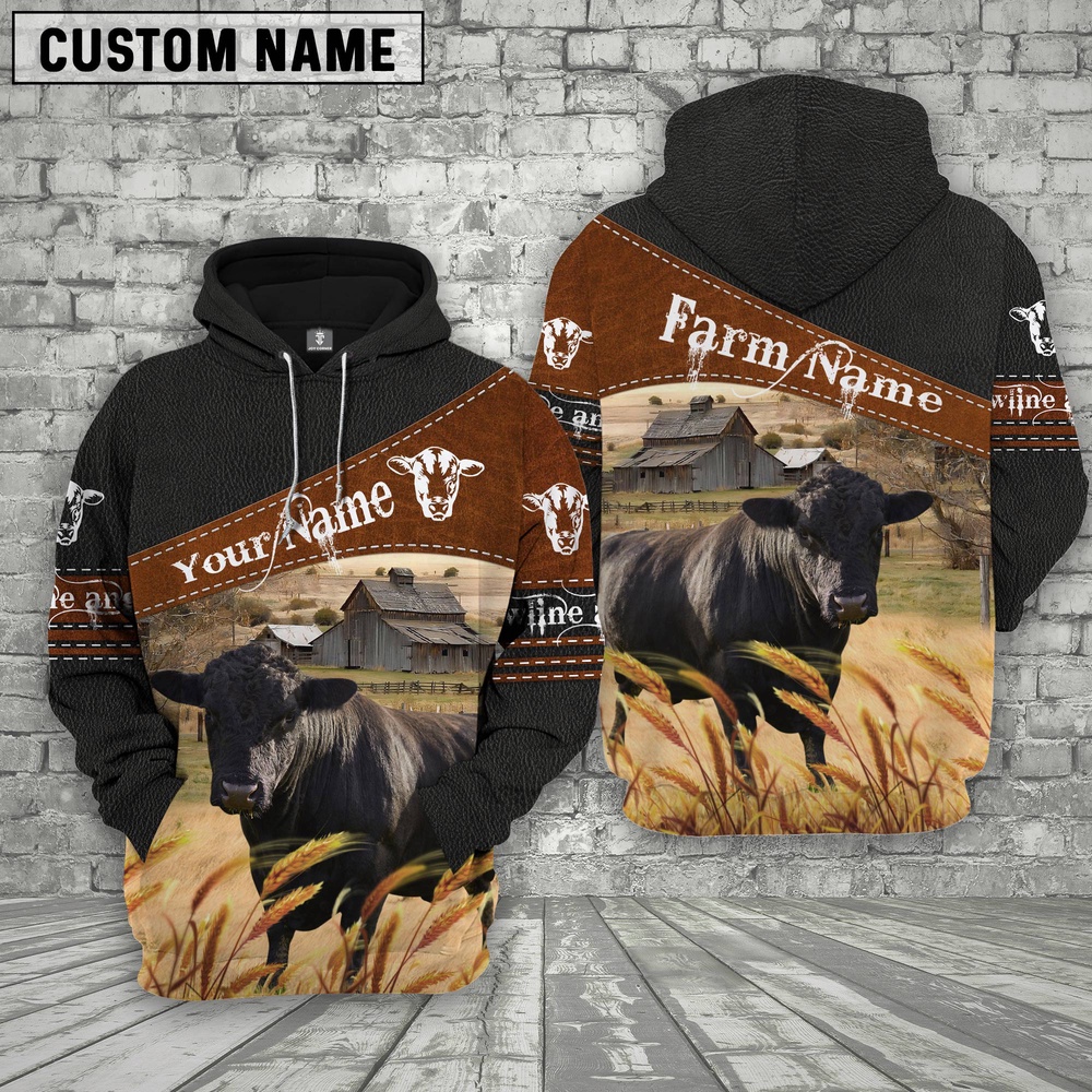 Lowline Angus On Farm Custom Name Printed 3D Black Hoodie Farm Hoodie Farmher Shirt 1 jlurnk.jpg