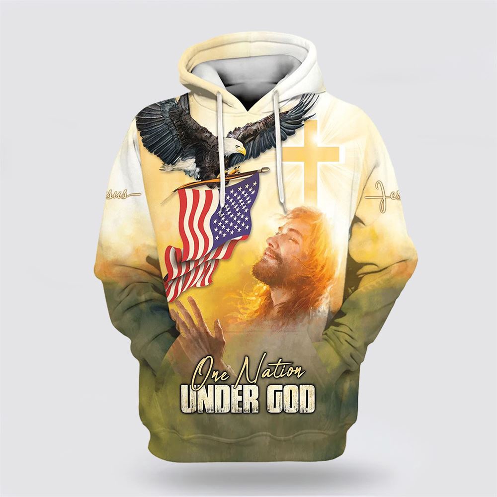 One Nation Under God Hoodie Jesus Bald Eagle American Flag 3D Hoodie Christian Hoodie Bible Hoodies Scripture Hoodies 1 umerne.jpg