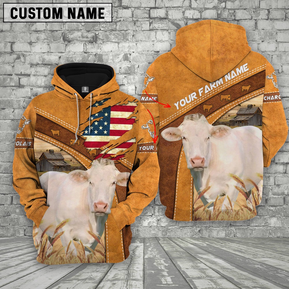Personalized Name 3D Charolais Flag Hoodie Farm Hoodie Farmher Shirt 1 xdysbb.jpg