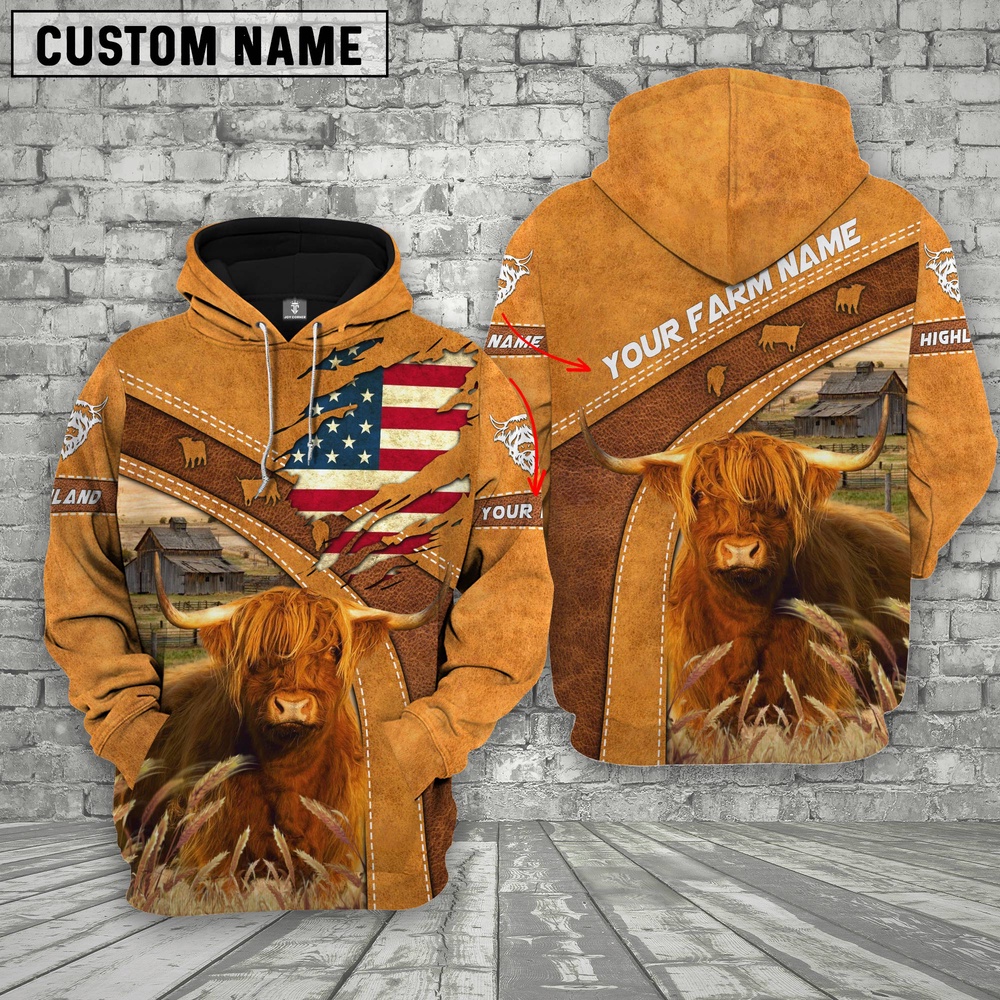 Personalized Name 3D Highland Flag Hoodie Farm Hoodie Farmher Shirt 1 izybno.jpg