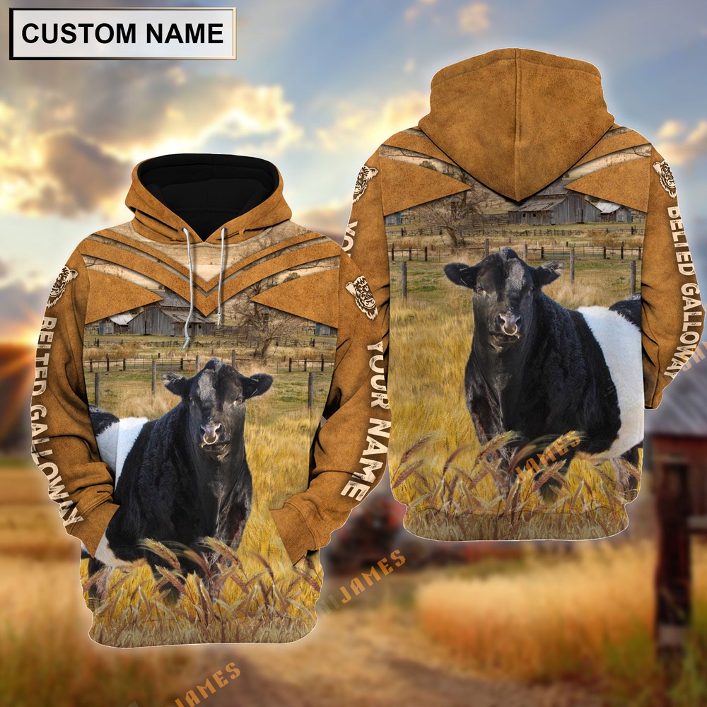 Personalized Name Belted Galloway Brown Pattern 3D Hoodie Farm Hoodie Farmher Shirt 1 zwogr5.jpg