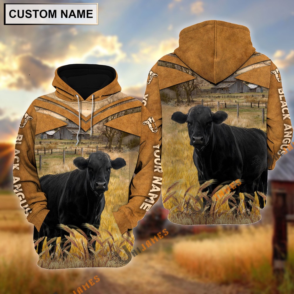 Personalized Name Black Angus Brown Pattern 3D Hoodie Farm Hoodie Farmher Shirt 1 bq3xqp.jpg