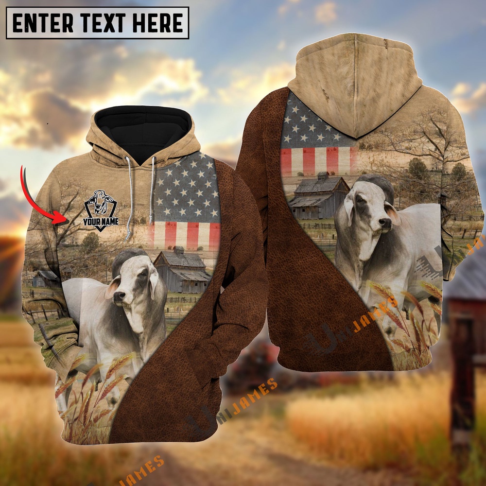 Personalized Name Brahman Cattle USA Flag Hoodie Farm Hoodie Farmher Shirt 1 dslks5.jpg