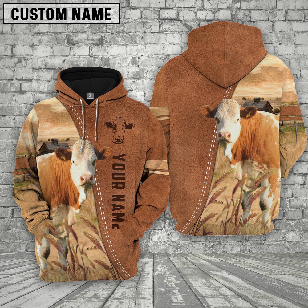 Personalized Name Fleckvieh Brown 3D Shirt Farm Hoodie Farmher Shirt 1 vor9kc.jpg