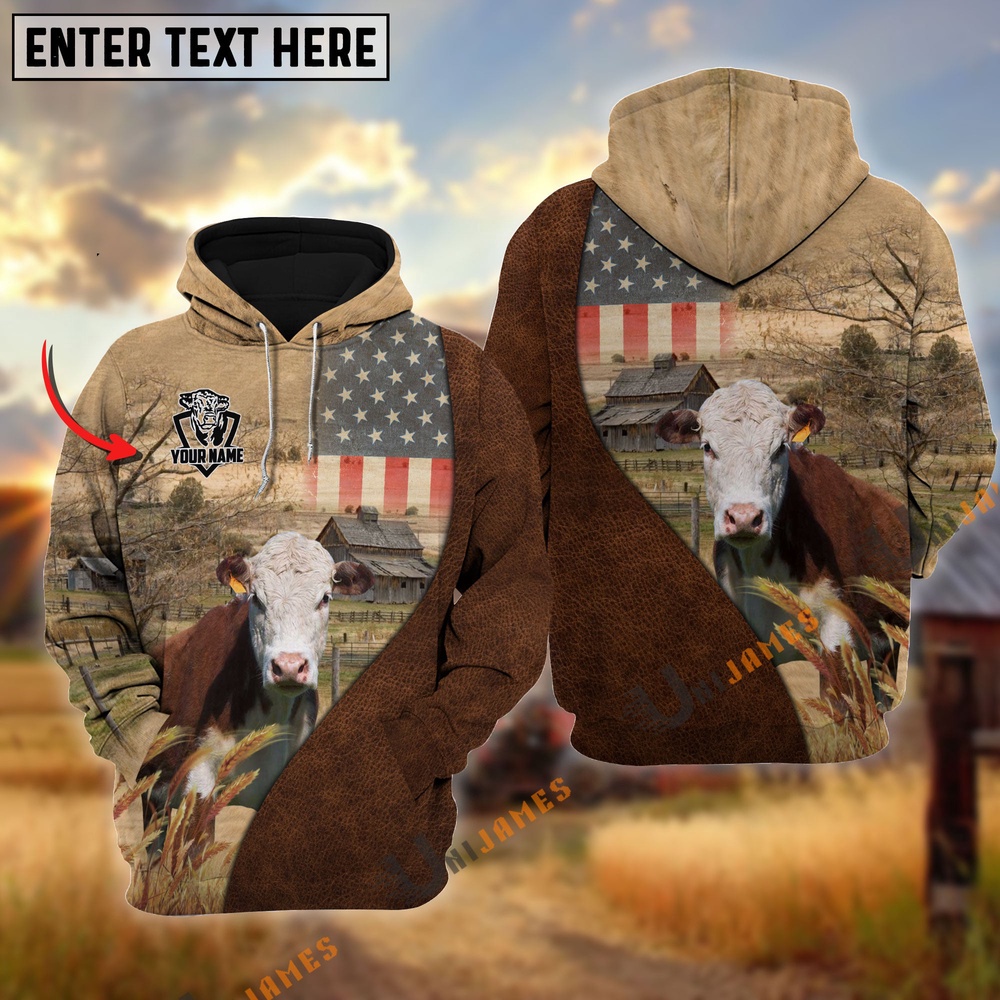 Personalized Name Hereford Cattle USA Flag Hoodie Farm Hoodie Farmher Shirt 1 lp7ce4.jpg