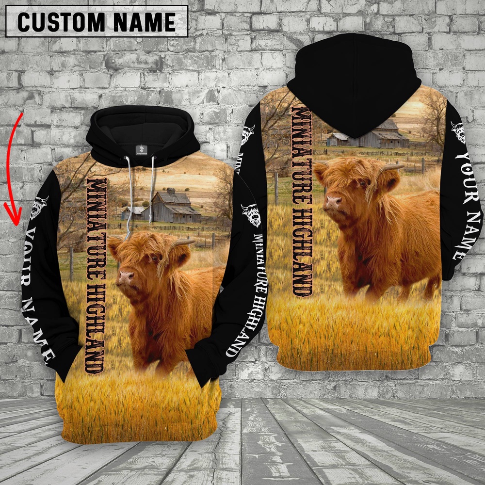 Personalized Name Miniature Highland On The Farm All Over Printed 3D Hoodie Farm Hoodie Farmher Shirt 1 nr34ar.jpg