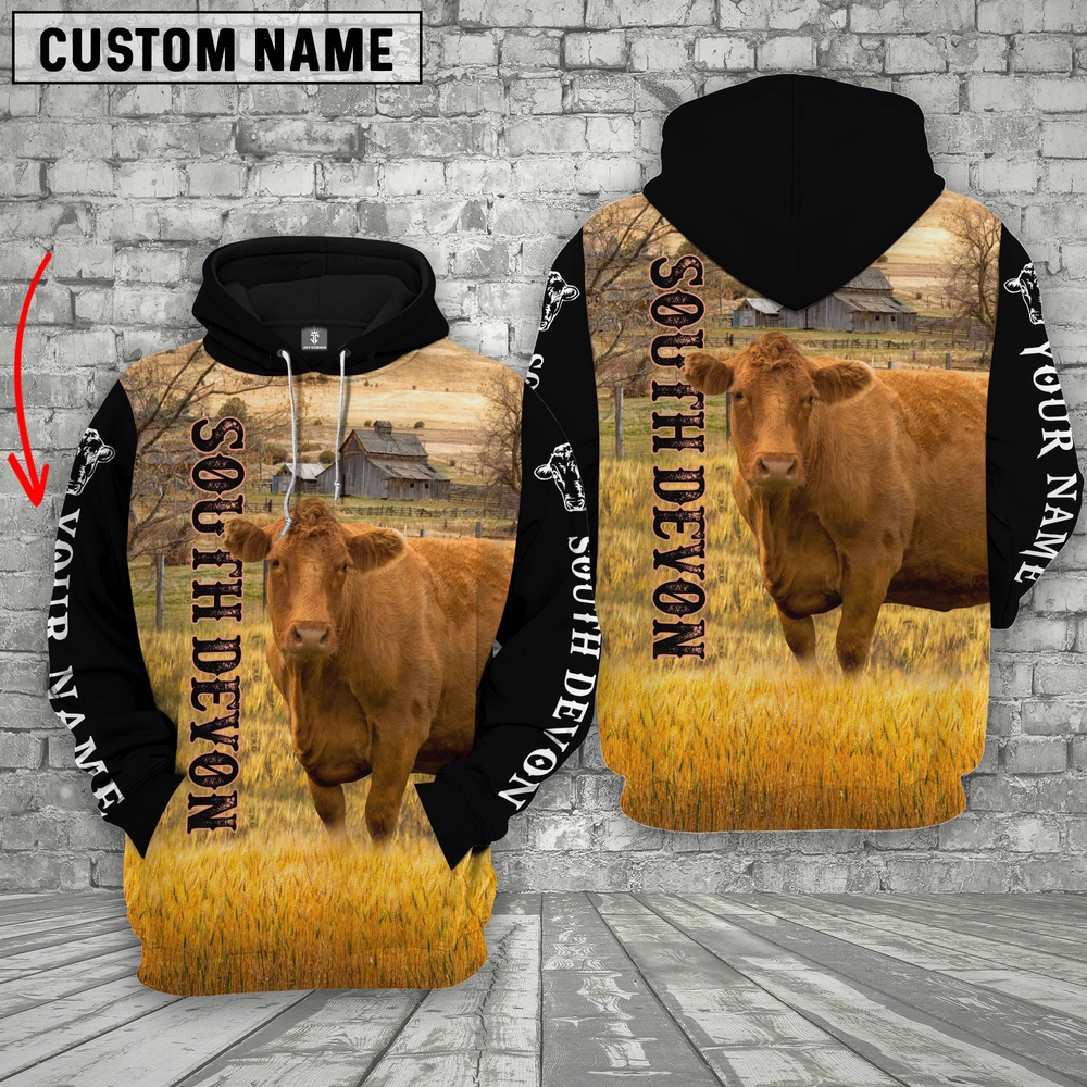 Personalized Name South Devon Cattle On The Farm All Over Printed 3D Hoodie Farm Hoodie Farmher Shirt 1 pnbbcz.jpg